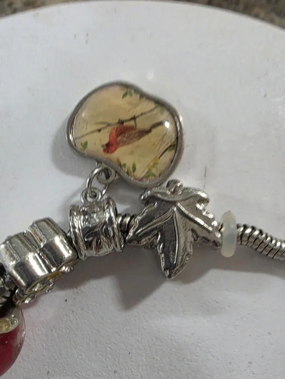 Vintage Charm Bracelet With Bird Charms & 925 Accent Charms.